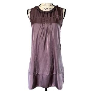 Trinity Silk Dress‎ Ruffled Neckline Pleated Front